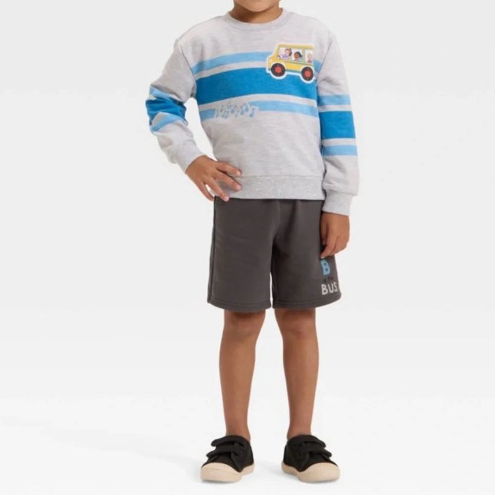 Toddler‎ Boys' 2pk Ms. Rachel Bus Pullover Sweatshirt and Shorts Set - 5T